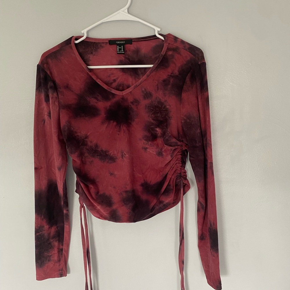 Red & black Forever 21 scrunched Tie-dye shirt